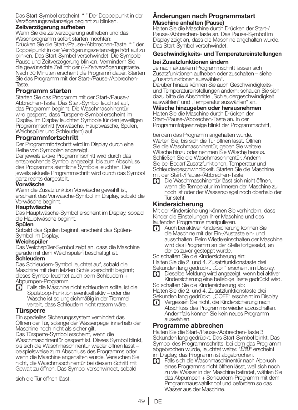 Blomberg WNF 6421 WE20 User Manual | Page 49 / 71