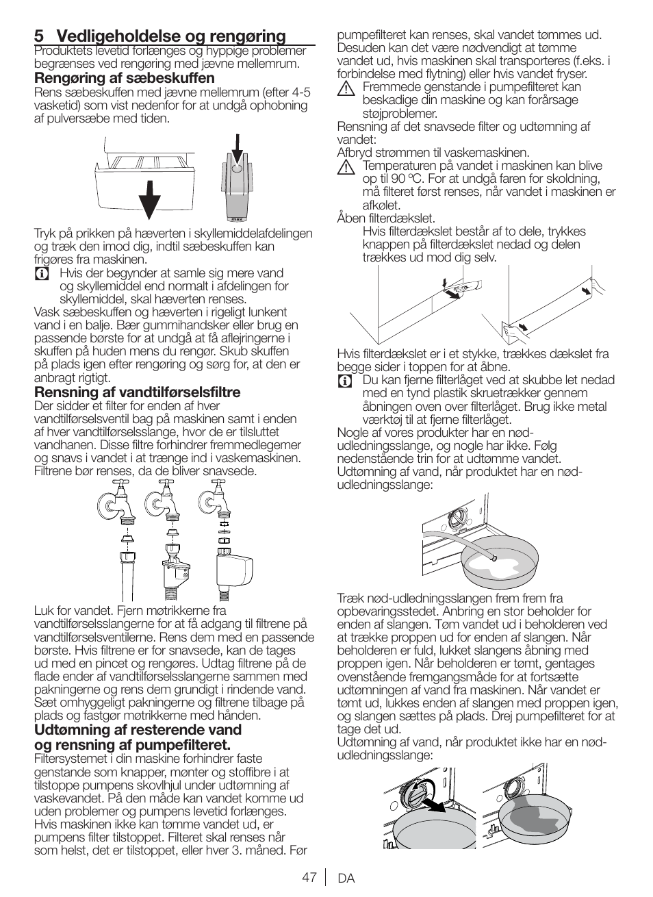 5 vedligeholdelse og rengøring | Blomberg WNF 6341 AE20 User Manual | Page 47 / 68