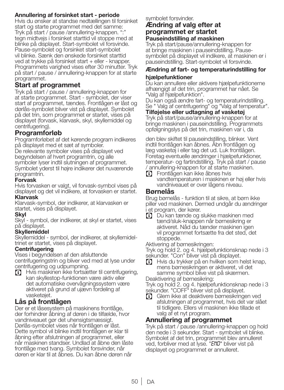 Blomberg WNF 8422 AQE20 User Manual | Page 50 / 71