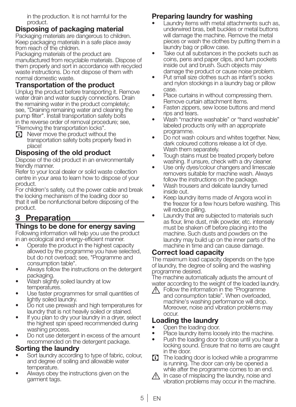 3 preparation | Blomberg WNF 8427 AE30 User Manual | Page 5 / 71