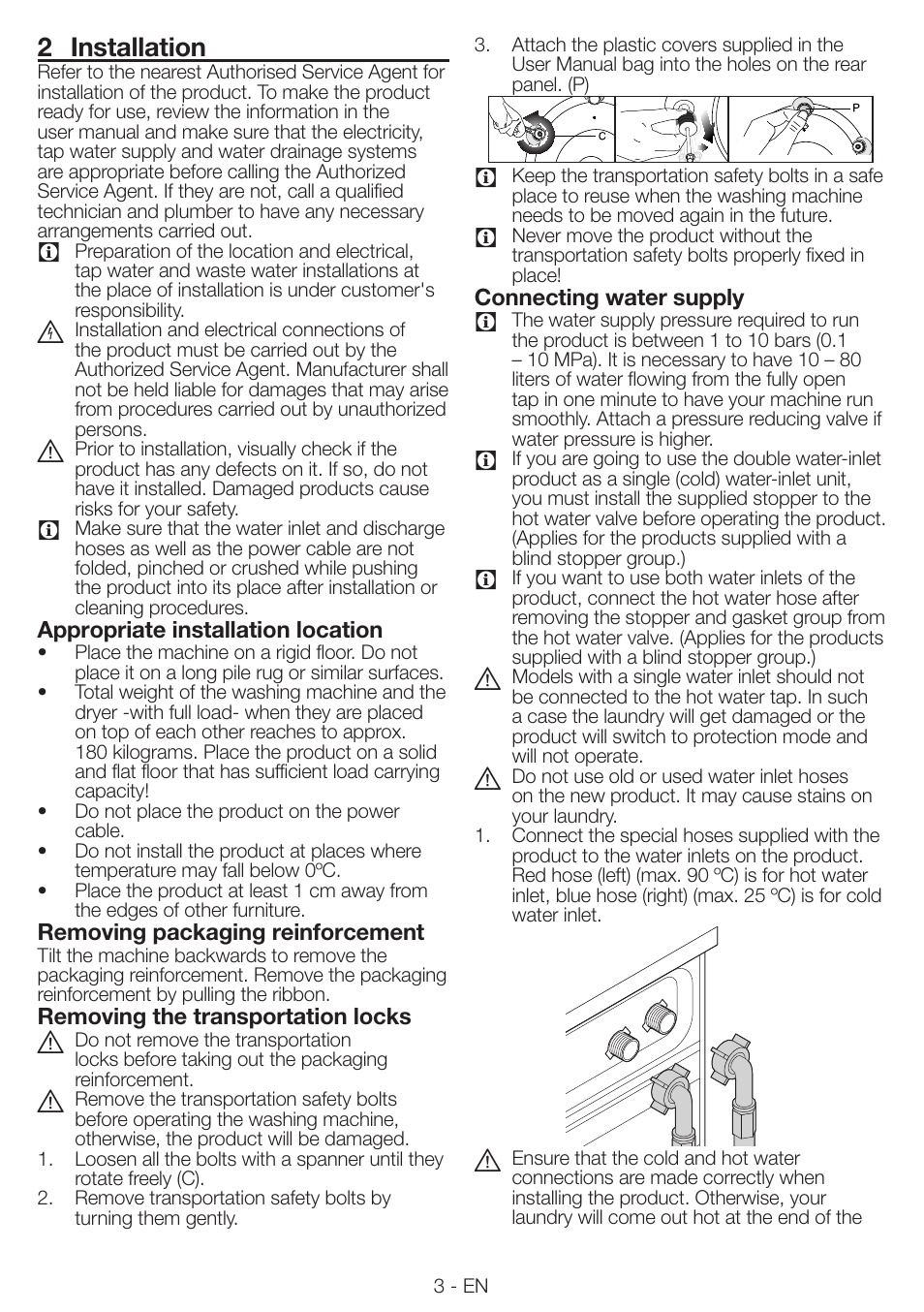 2 installation | Blomberg WNF 8543 AE20 User Manual | Page 3 / 51