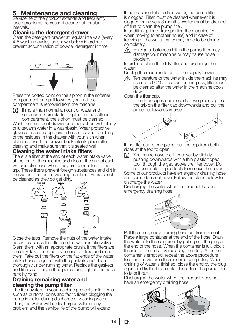 5 maintenance and cleaning | Blomberg WNF 9447 ACE20 User Manual | Page 14 / 70