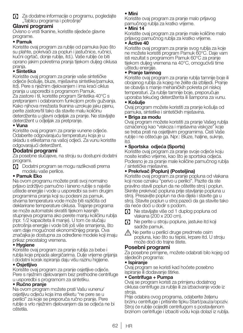 Blomberg WNF 9447 ACE20 User Manual | Page 62 / 70