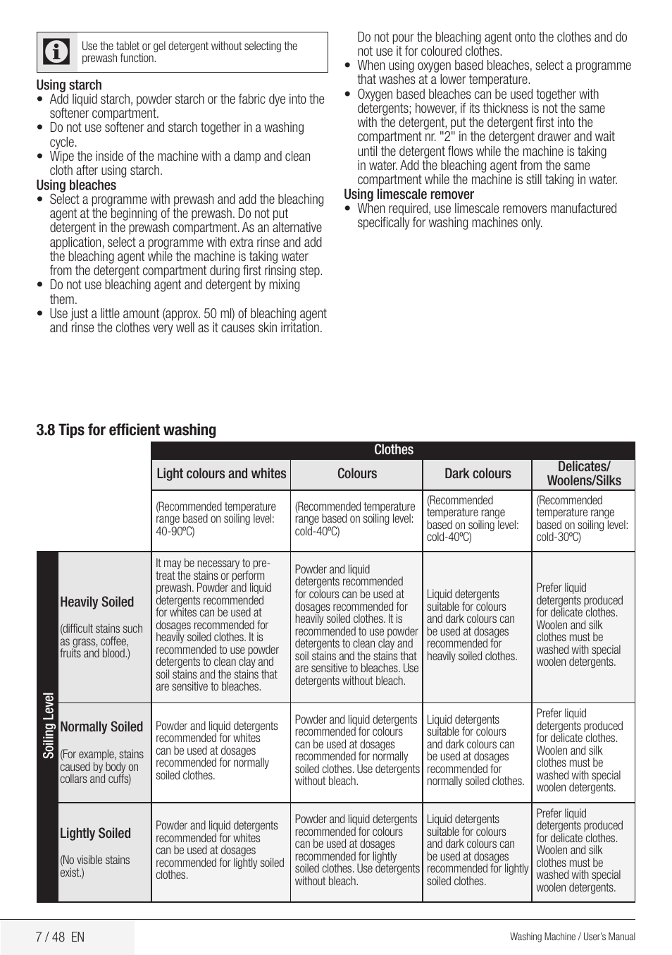 8 tips for efficient washing | Blomberg WMF 8649 WZE50 User Manual | Page 7 / 48