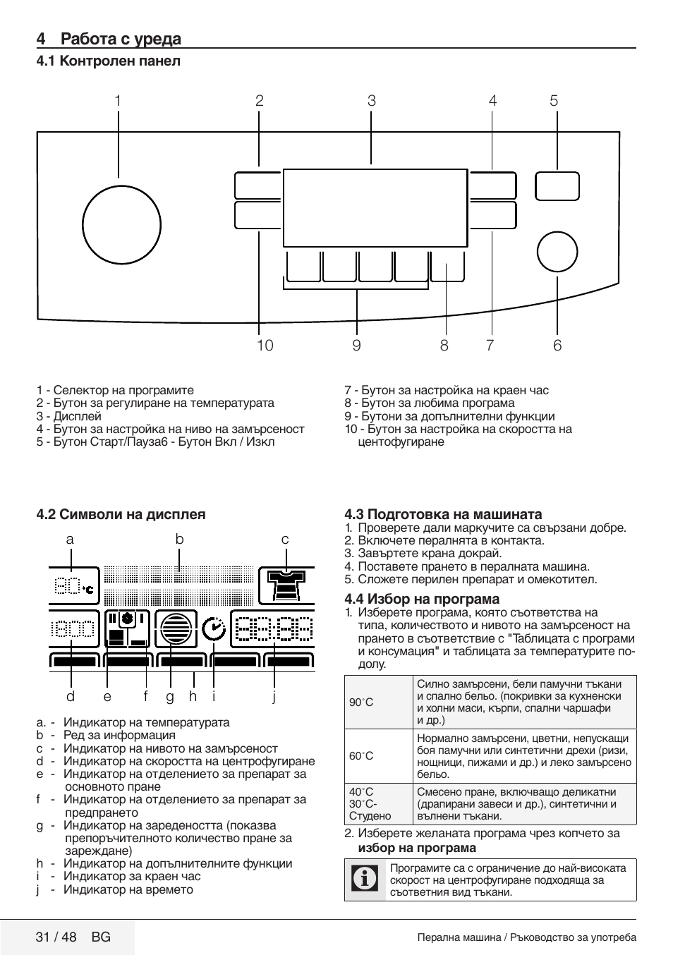 4 работа с уреда | Blomberg WMF 9649 WZE30 User Manual | Page 31 / 48