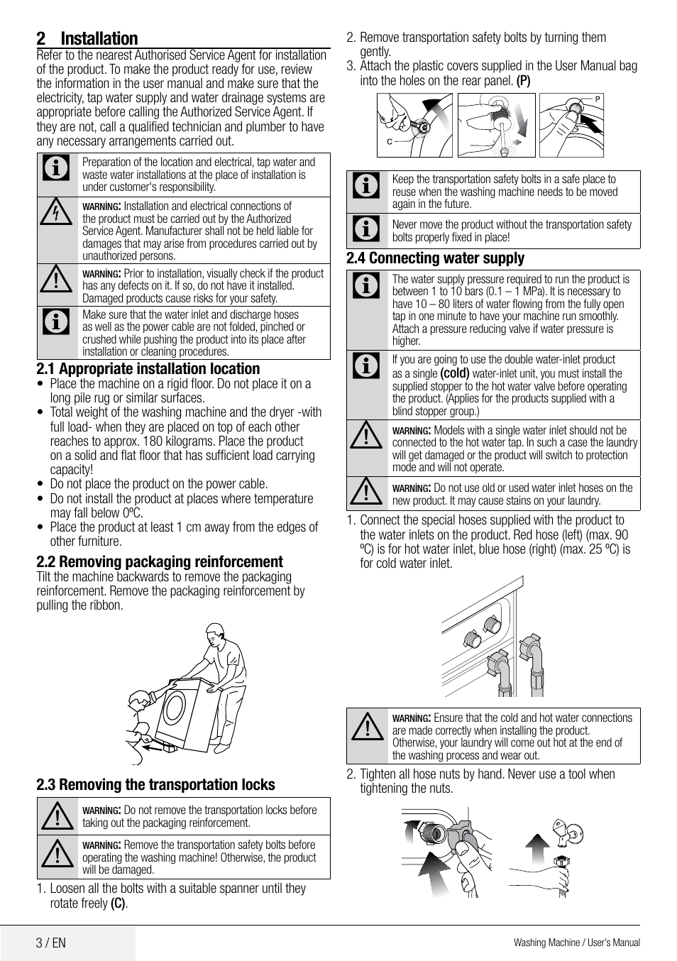 2 installation | Blomberg WMF 9649 WZE40 User Manual | Page 3 / 46