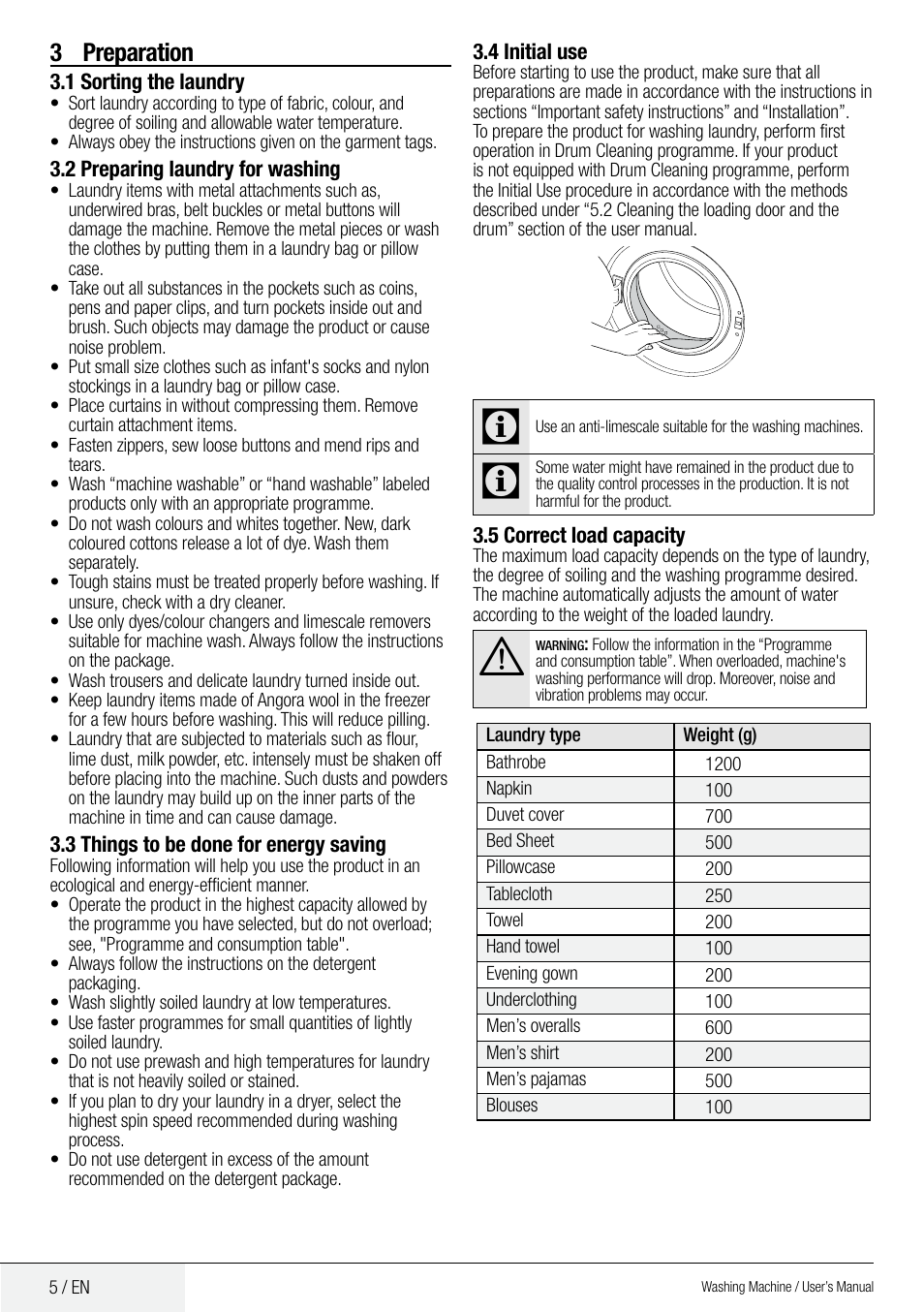 3 preparation | Blomberg WMF 9649 WZE40 User Manual | Page 5 / 46