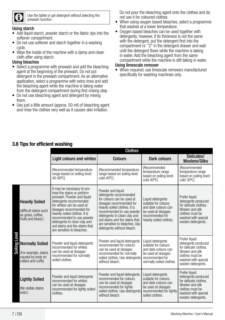 8 tips for efficient washing | Blomberg WMF 9649 WZE40 User Manual | Page 7 / 46