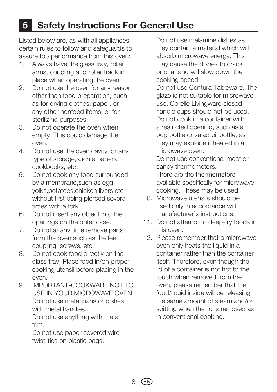 5safety instructions for general use | Blomberg MEE 1030 X User Manual | Page 8 / 14