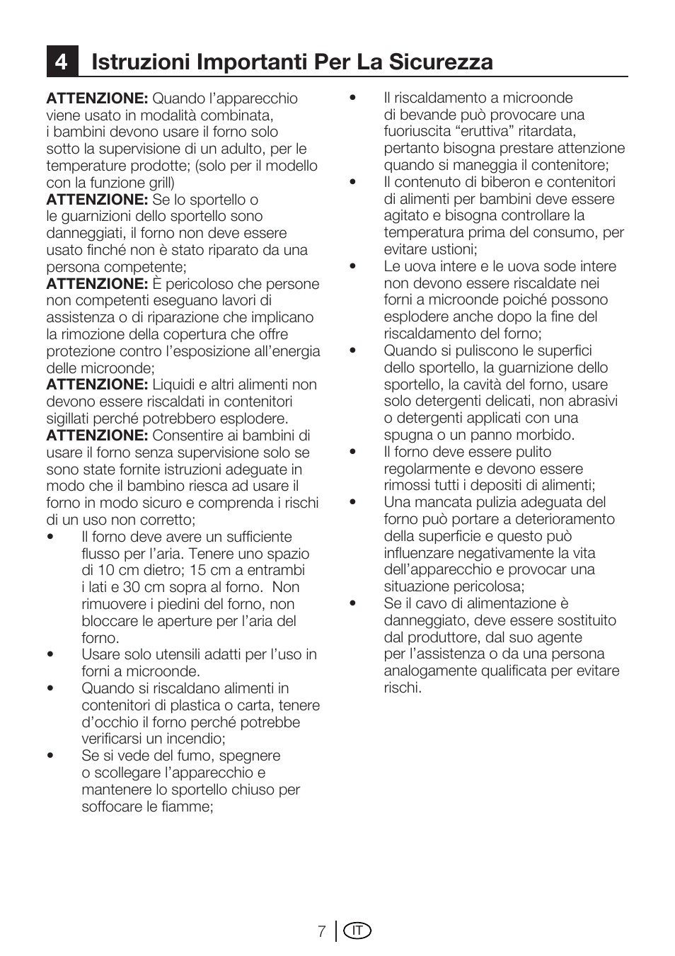 4istruzioni importanti per la sicurezza | Blomberg MEE 3150 X User Manual | Page 105 / 140