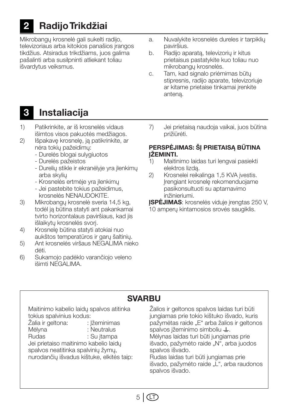 2radijo trikdžiai 3 instaliacija, Svarbu | Blomberg MEE 3150 X User Manual | Page 117 / 140