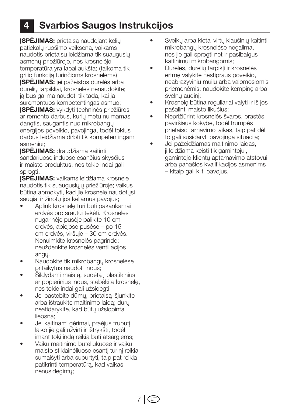 4svarbios saugos instrukcijos | Blomberg MEE 3150 X User Manual | Page 119 / 140