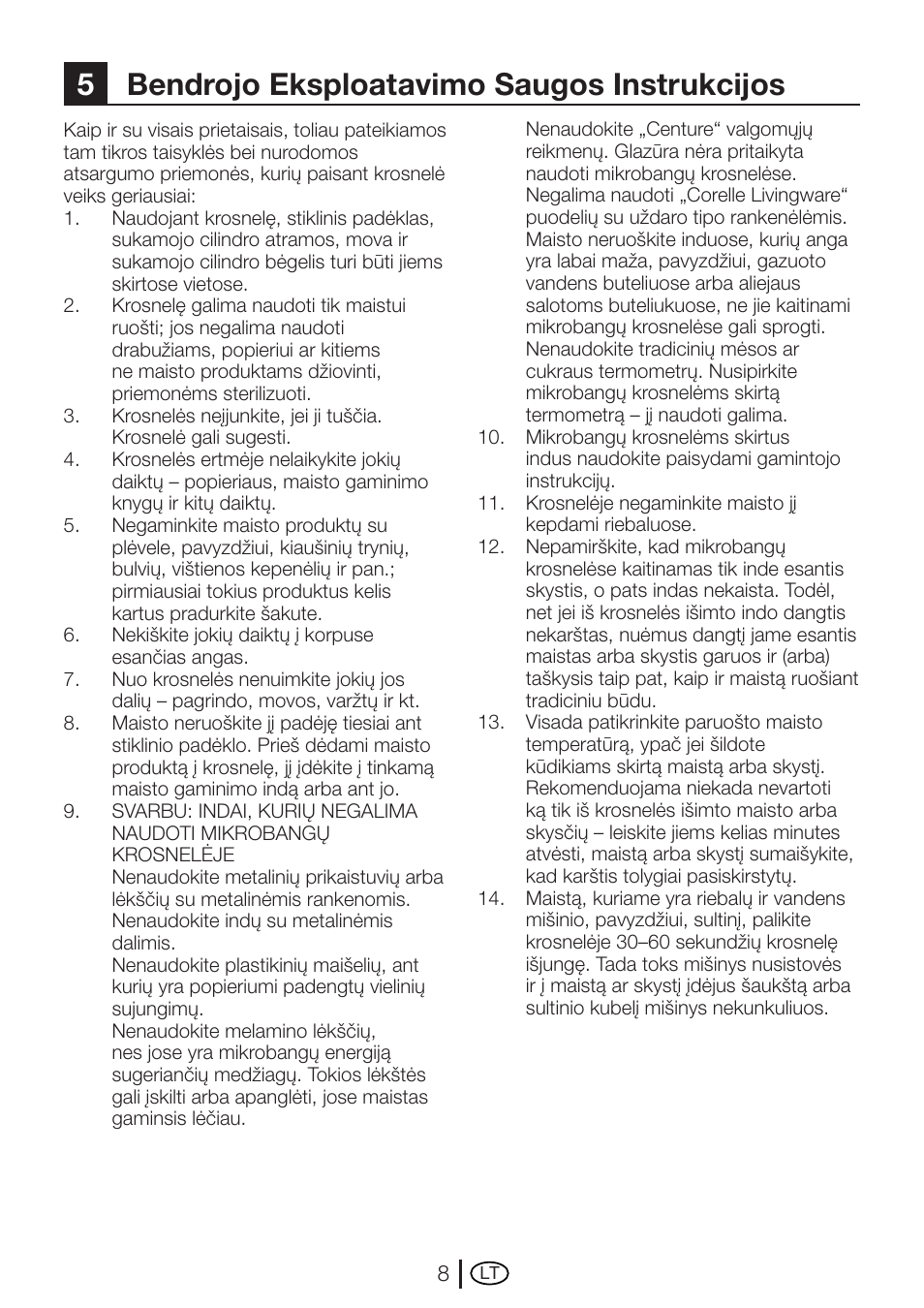 5bendrojo eksploatavimo saugos instrukcijos | Blomberg MEE 3150 X User Manual | Page 120 / 140