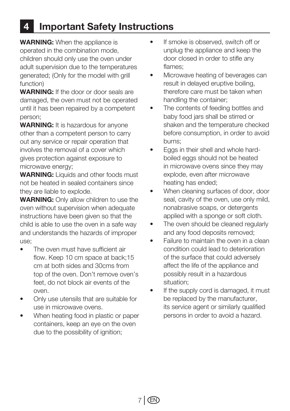 4important safety instructions | Blomberg MEE 3150 X User Manual | Page 35 / 140