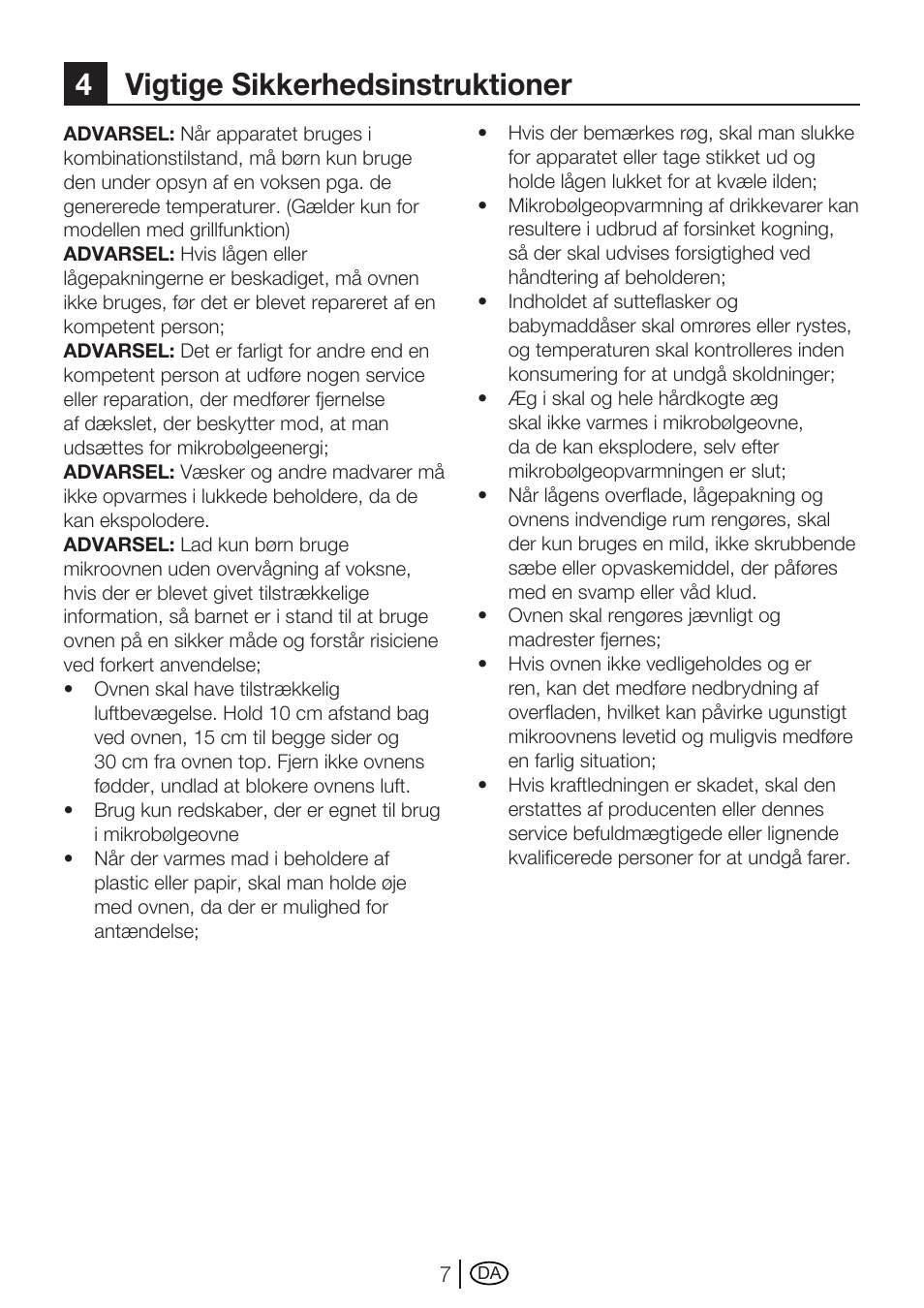 4vigtige sikkerhedsinstruktioner | Blomberg MEE 3150 X User Manual | Page 7 / 140