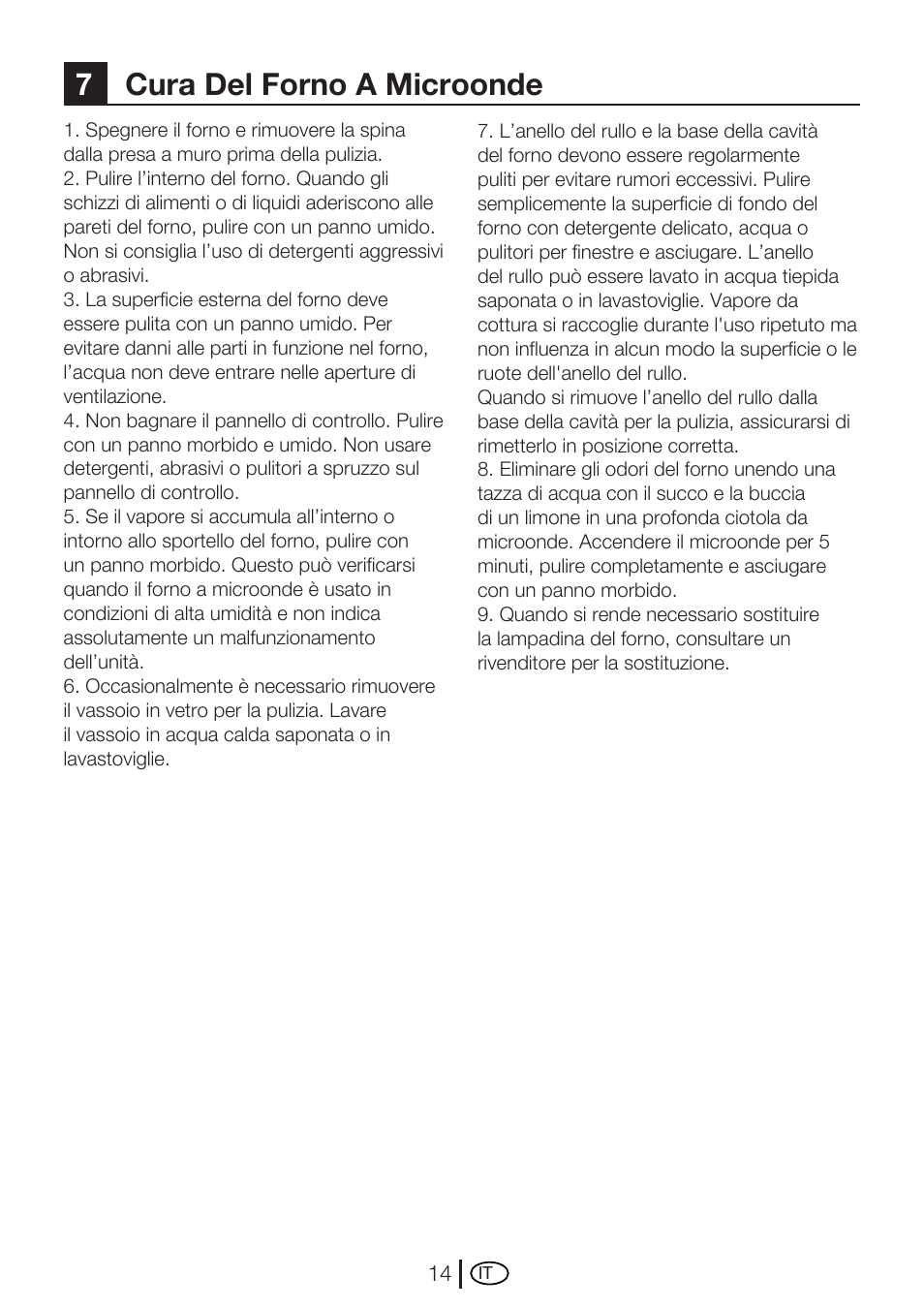 7cura del forno a microonde | Blomberg MEE 4150 X User Manual | Page 112 / 140