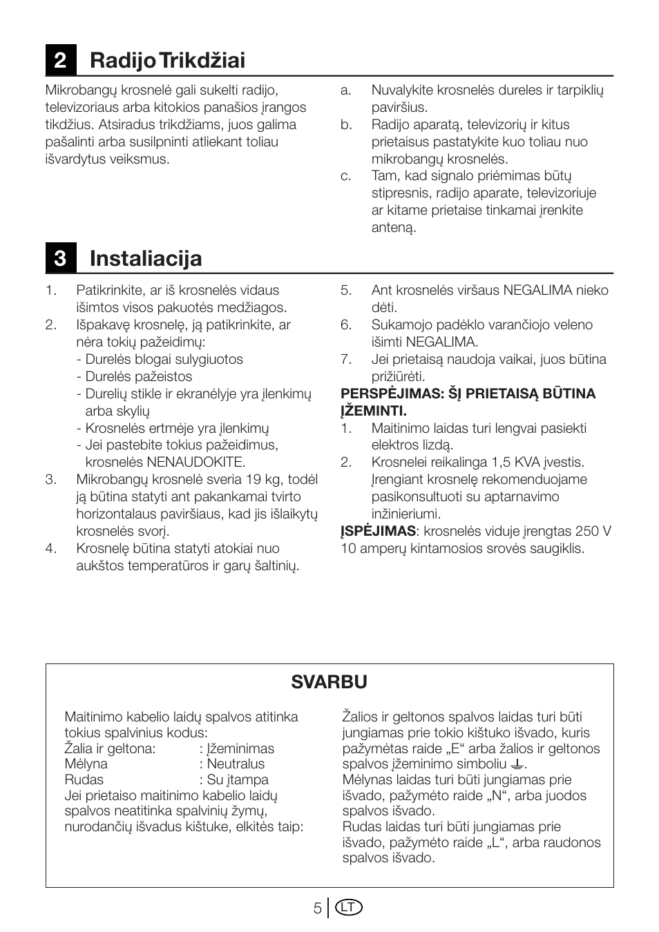 2radijo trikdžiai 3 instaliacija, Svarbu | Blomberg MEE 4150 X User Manual | Page 117 / 140