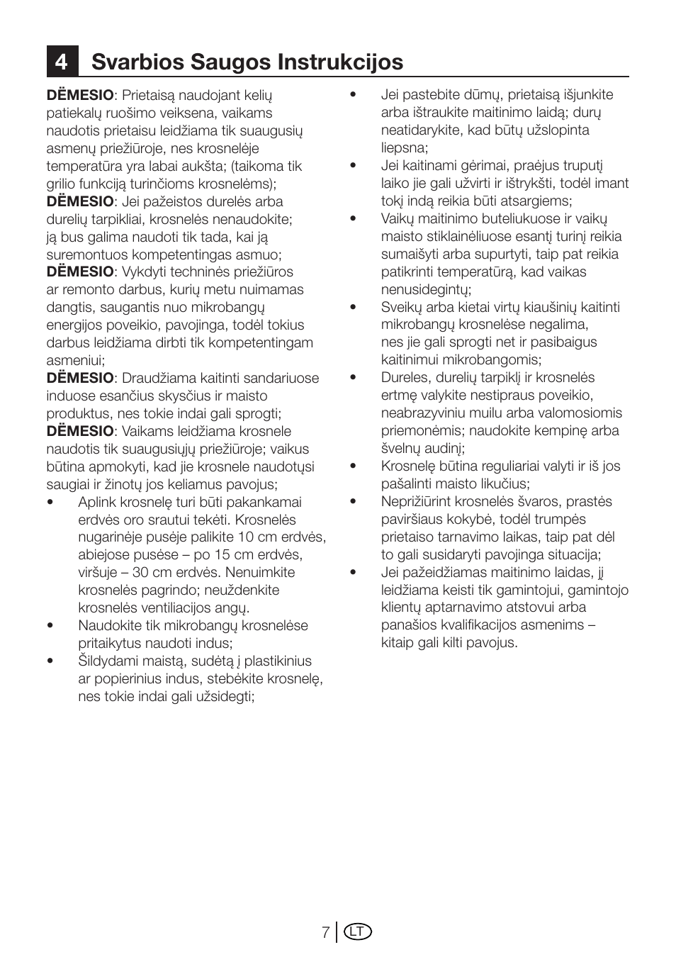 4svarbios saugos instrukcijos | Blomberg MEE 4150 X User Manual | Page 119 / 140