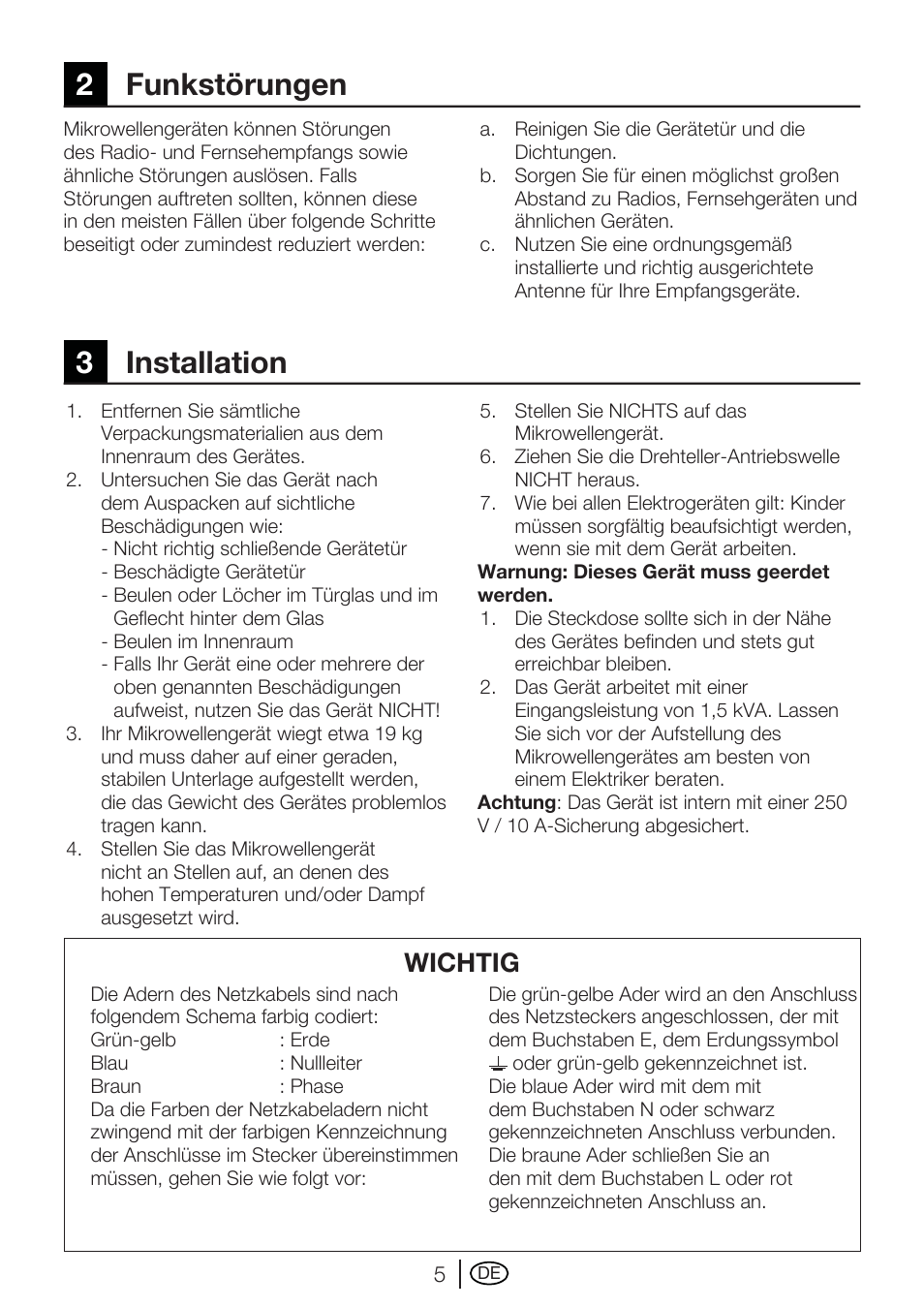 2funkstörungen 3 installation, Wichtig | Blomberg MEE 4150 X User Manual | Page 19 / 140