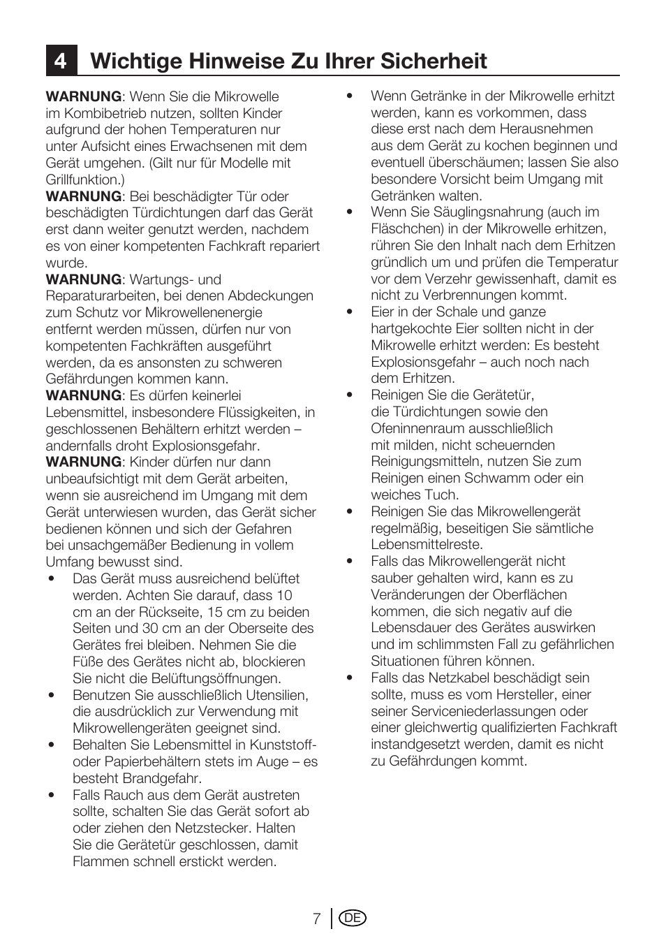 4wichtige hinweise zu ihrer sicherheit | Blomberg MEE 4150 X User Manual | Page 21 / 140