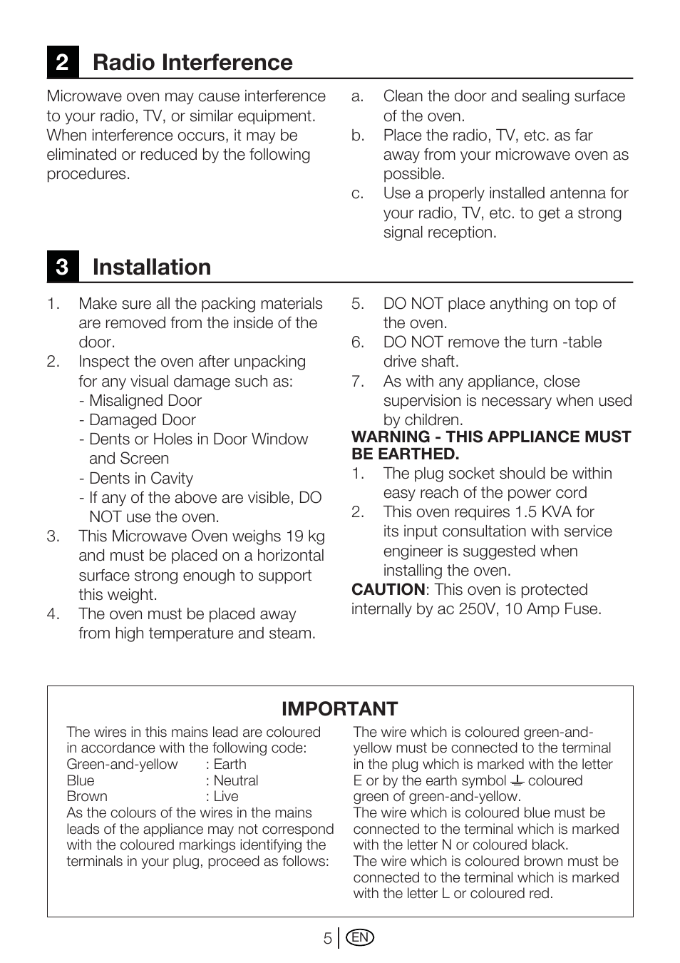 2radio interference 3 installation, Important | Blomberg MEE 4150 X User Manual | Page 33 / 140