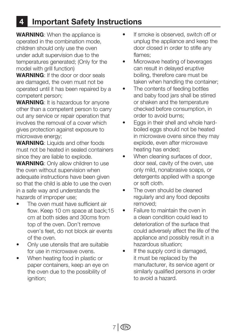 4important safety instructions | Blomberg MEE 4150 X User Manual | Page 35 / 140