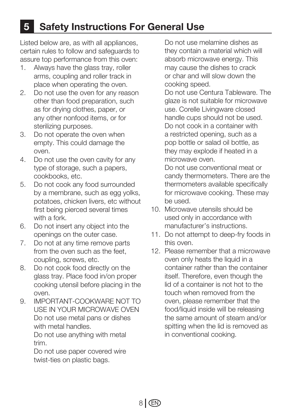 5safety instructions for general use | Blomberg MEE 4150 X User Manual | Page 36 / 140