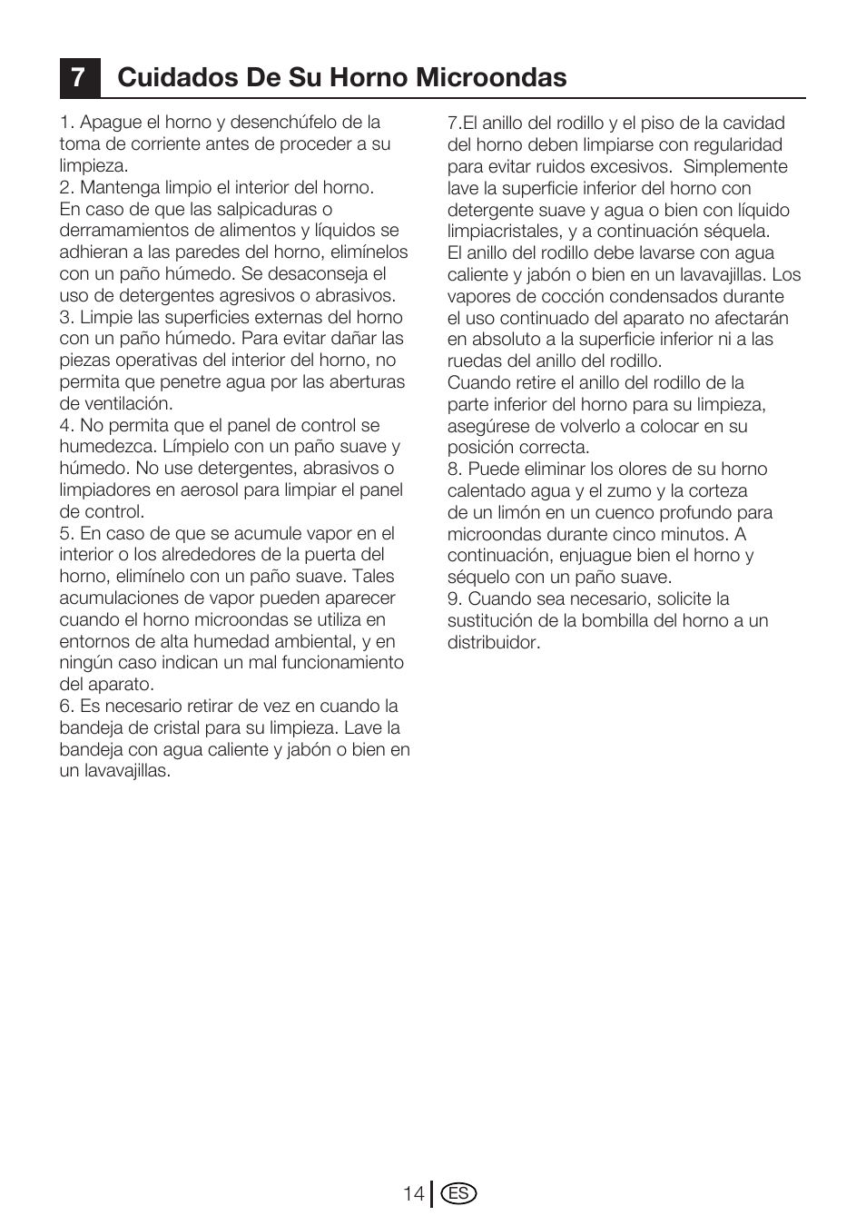 7cuidados de su horno microondas | Blomberg MEE 4150 X User Manual | Page 56 / 140