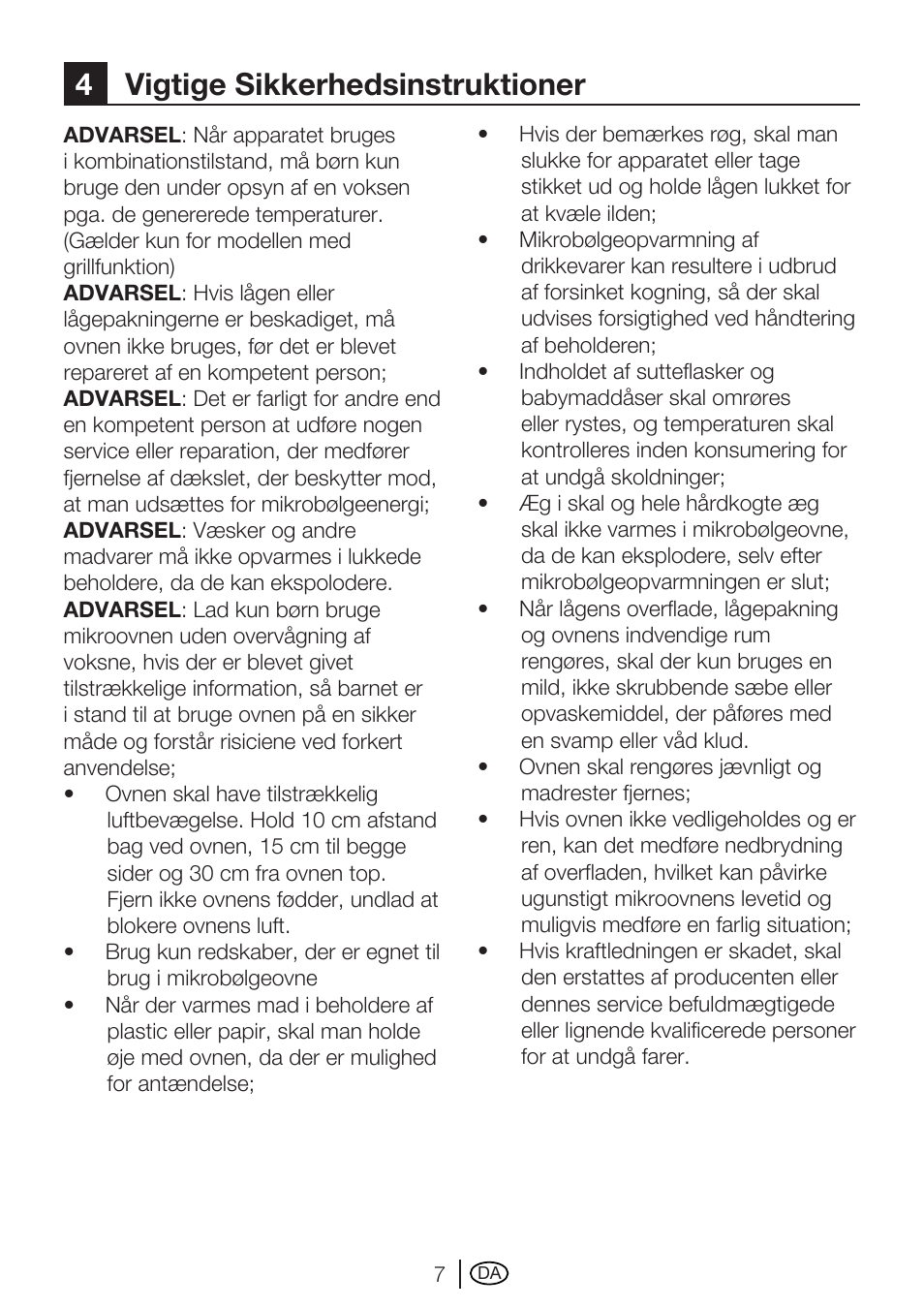 4vigtige sikkerhedsinstruktioner | Blomberg MEE 4150 X User Manual | Page 7 / 140
