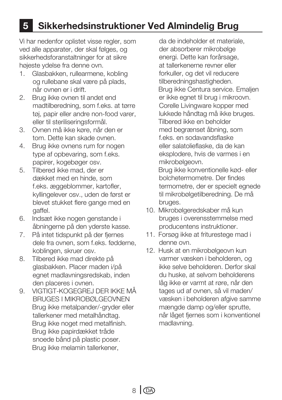 5sikkerhedsinstruktioner ved almindelig brug | Blomberg MEE 4150 X User Manual | Page 8 / 140