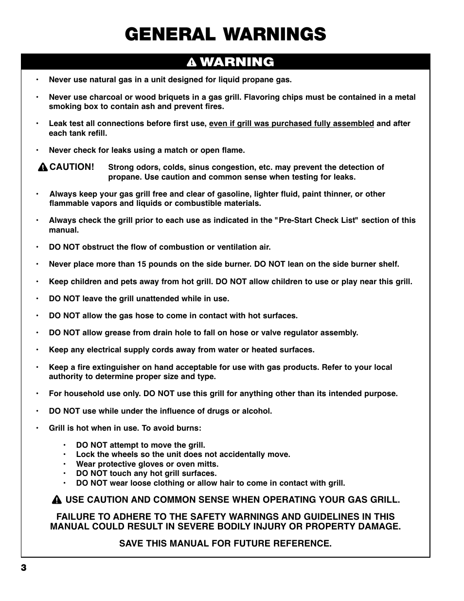 General warnings, Warning | Brinkmann PRO SERIES 9620 User Manual | Page 4 / 64