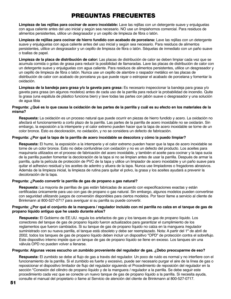 Preguntas frecuentes | Brinkmann PRO SERIES 9620 User Manual | Page 52 / 64