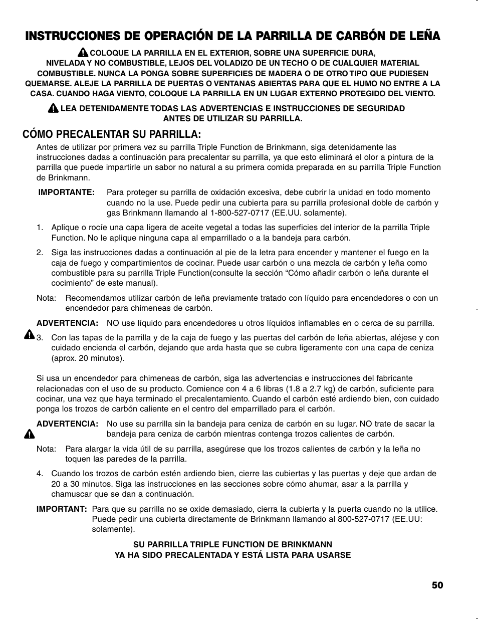 Cómo precalentar su parrilla | Brinkmann CHARCOAL SMOKER CHARCOAL GRILL User Manual | Page 51 / 72