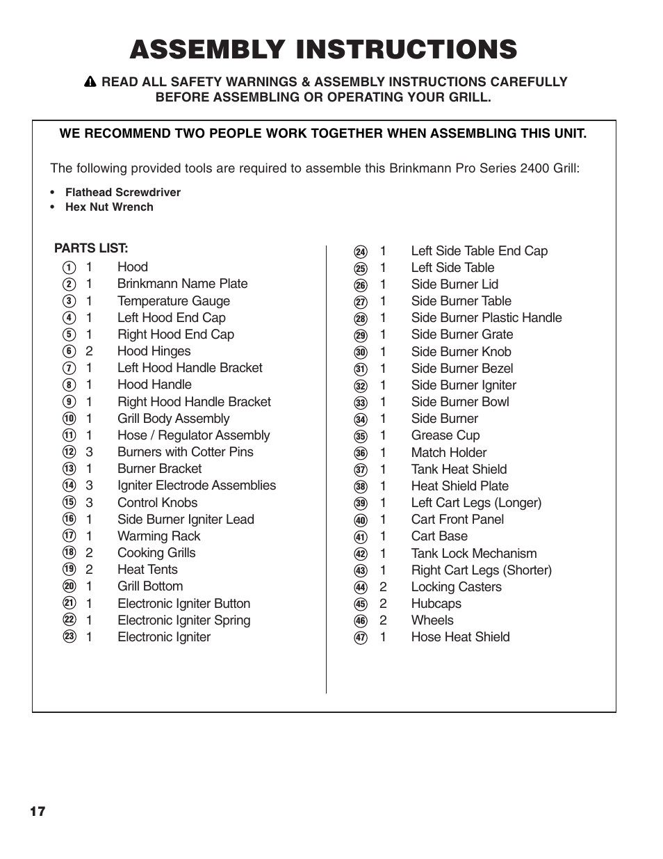 Assembly instructions | Brinkmann 2400 User Manual | Page 18 / 32