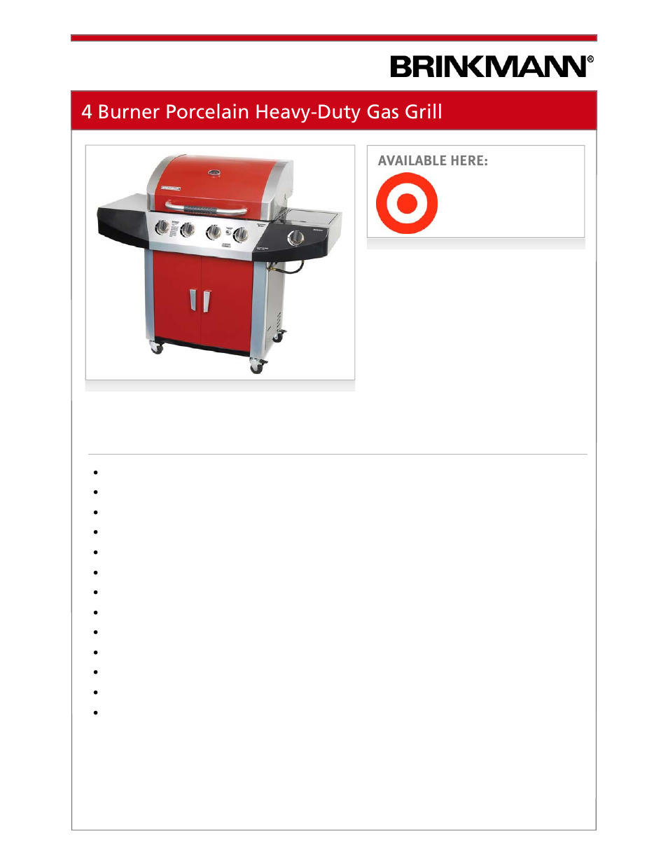 4 burner porcelain heavy-duty gas grill | Brinkmann 810-1100-S User Manual | Page 10 / 39