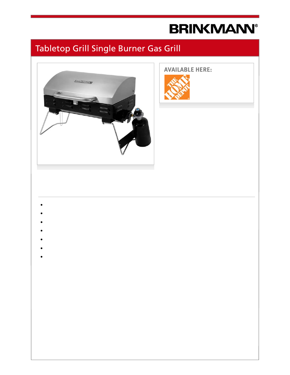 Tabletop grill single burner gas grill | Brinkmann 810-1100-S User Manual | Page 3 / 39