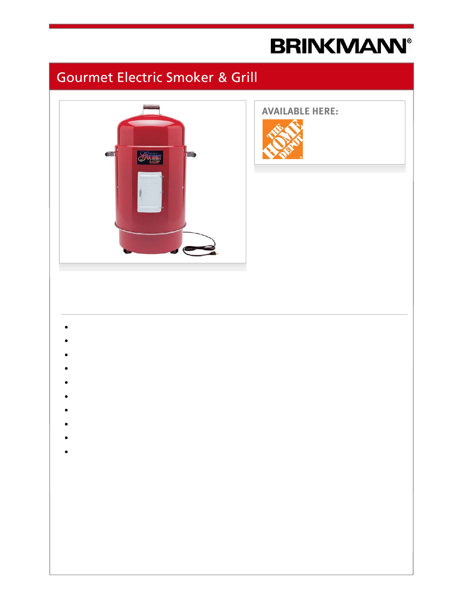 Gourmet electric smoker & grill | Brinkmann 810-1100-S User Manual | Page 34 / 39