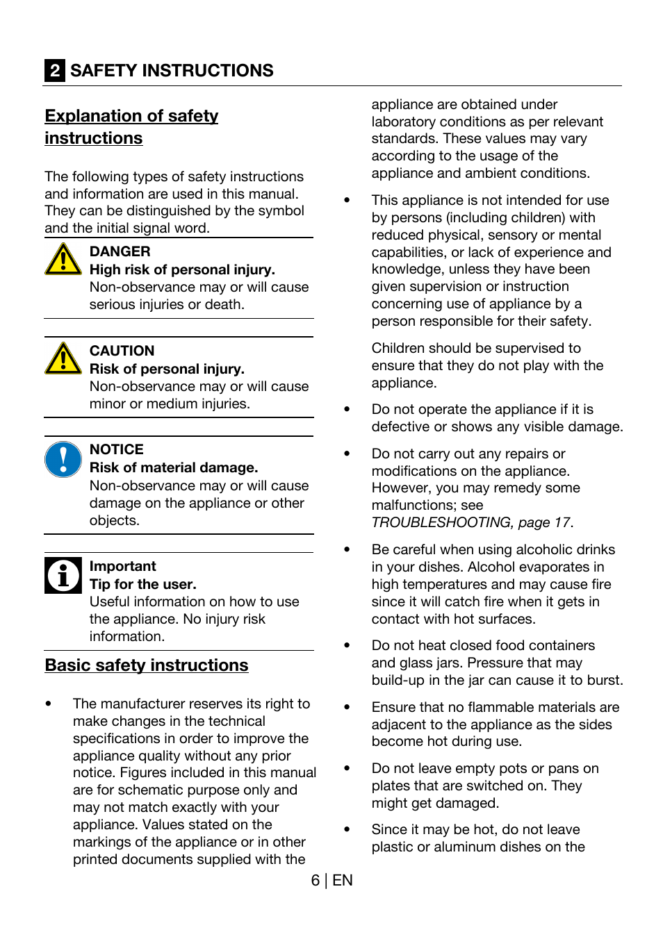 Basic safety instructions | Blomberg GEN 12400 X User Manual | Page 6 / 17