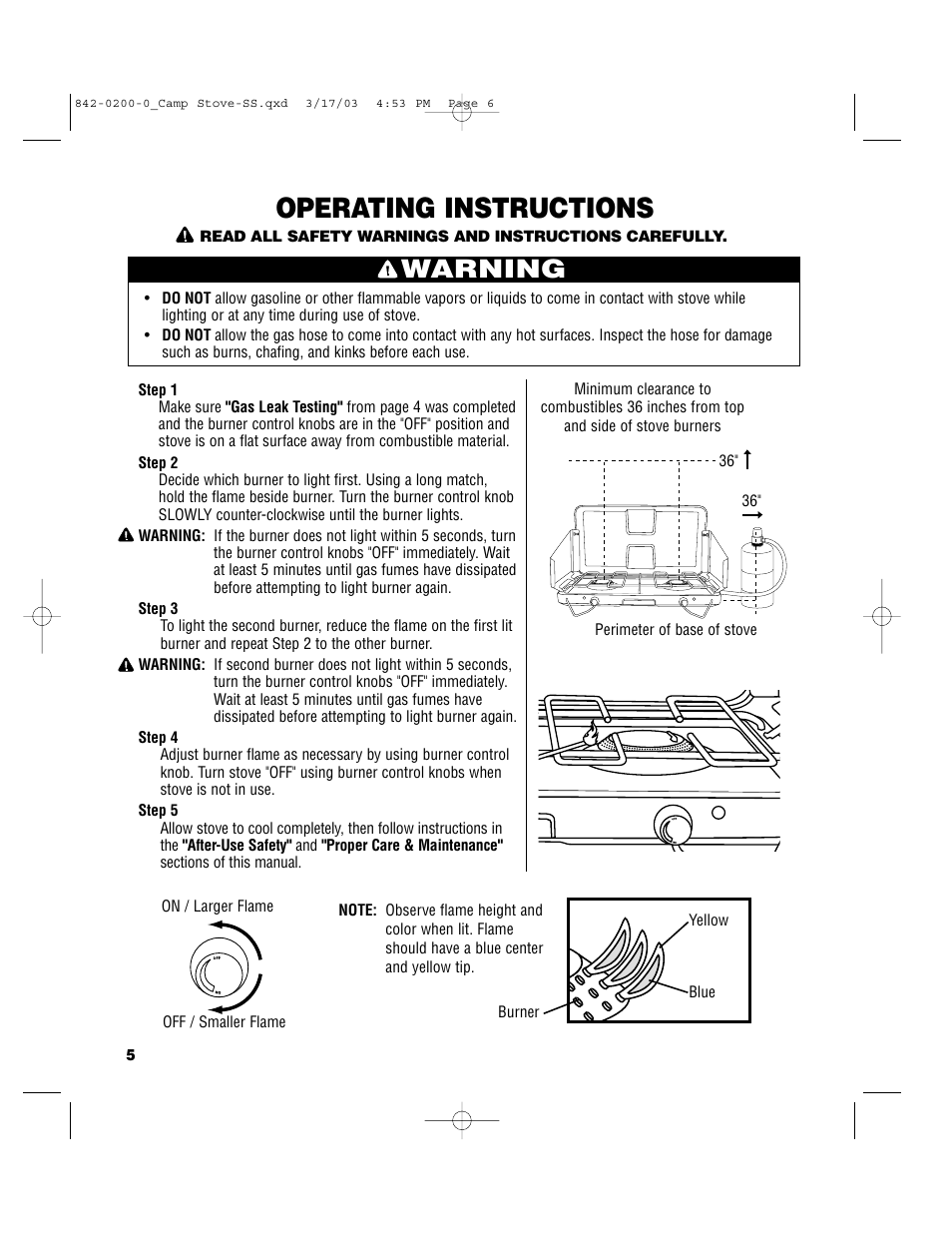 Operating instructions, Warning | Brinkmann 842-0200-0 User Manual | Page 6 / 8