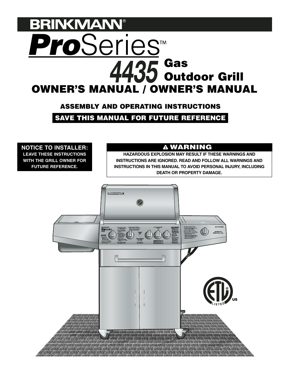 Brinkmann ProSeries 4435 User Manual | 36 pages