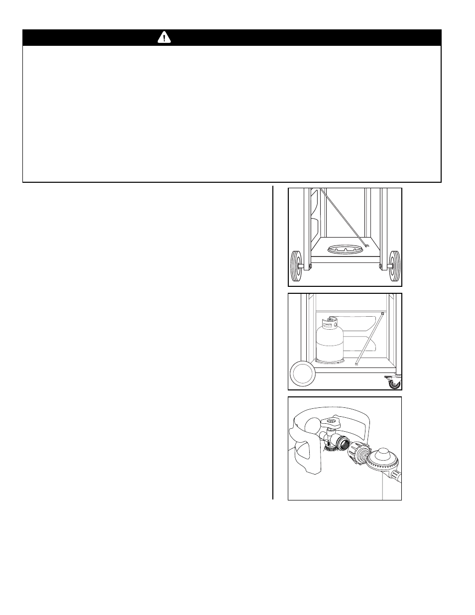 Advertencia, Llenado del cilindro de gas de propano líquido, Manguera y regulador | Procedimiento de reposición del regulador | Brinkmann 8300 User Manual | Page 38 / 64