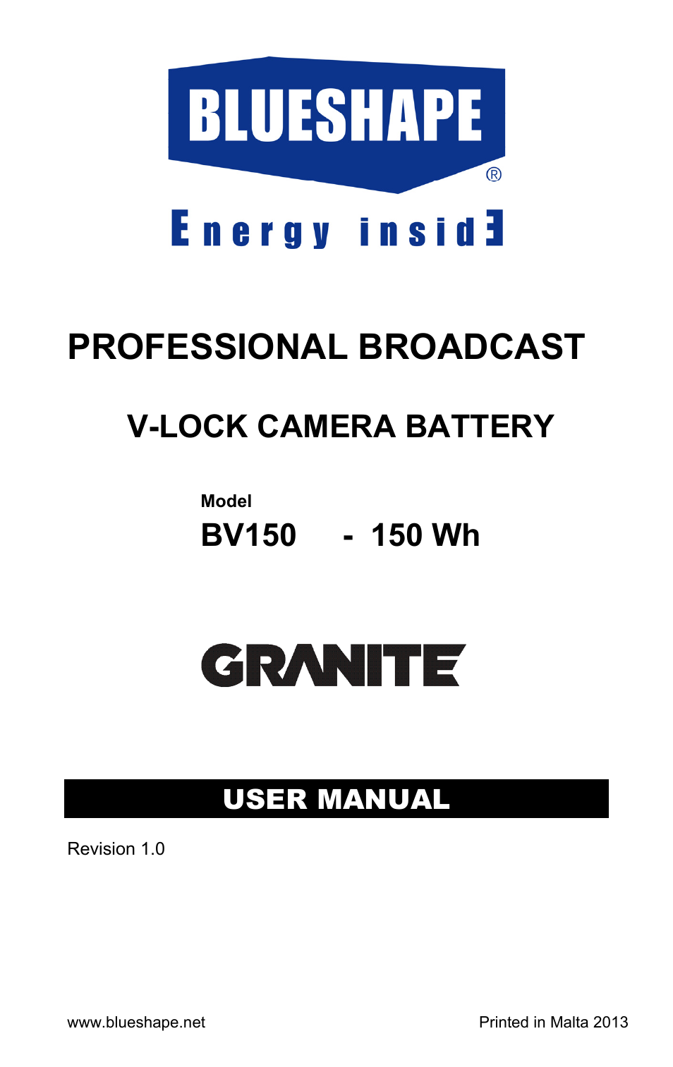 BLUESHAPE BV150 User Manual | 8 pages