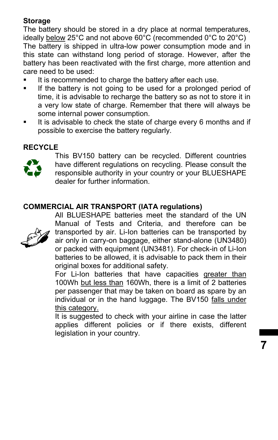 BLUESHAPE BV150 User Manual | Page 7 / 8