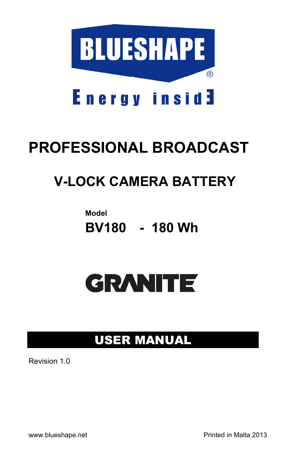 BLUESHAPE BV180 User Manual | 8 pages