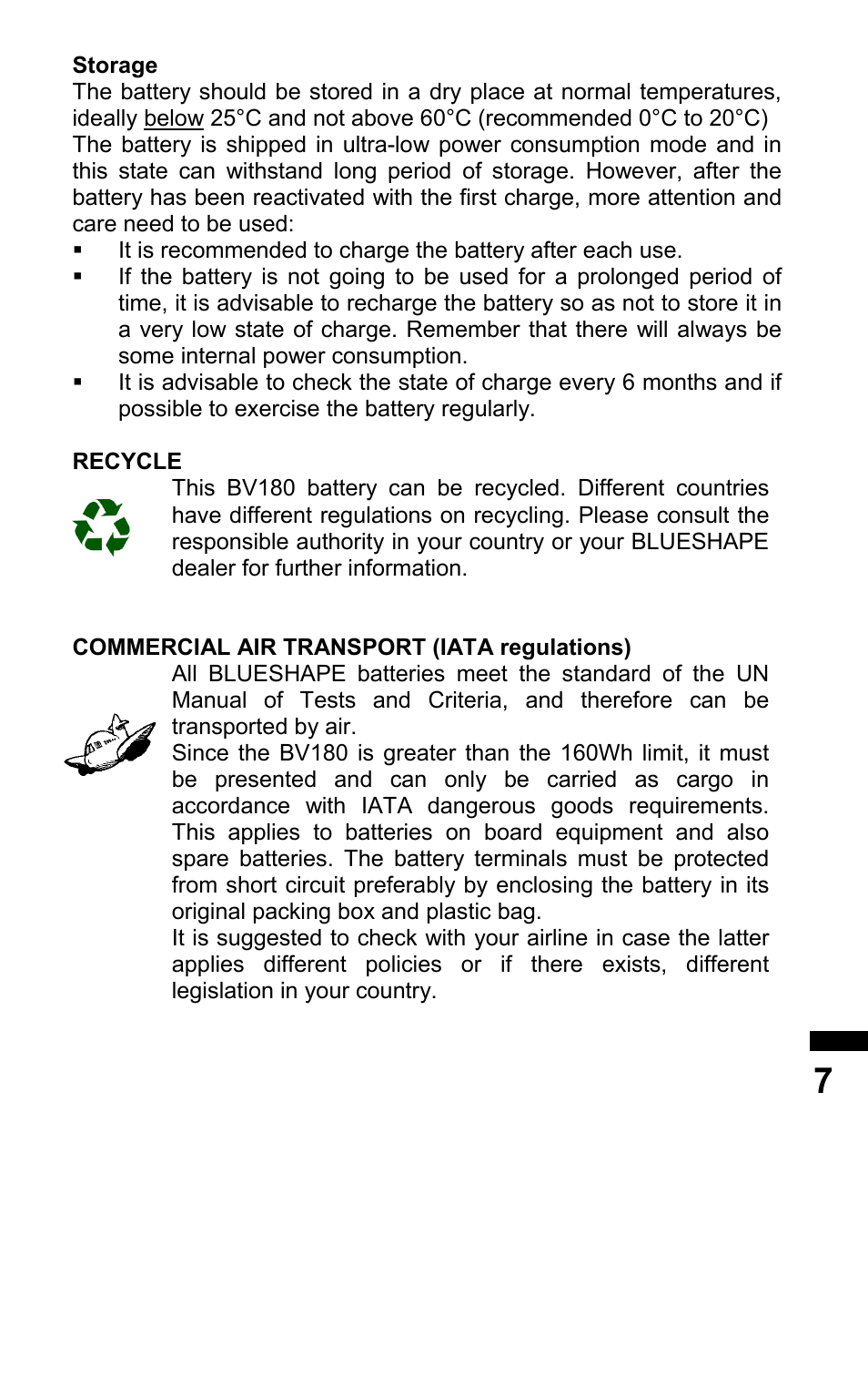 BLUESHAPE BV180 User Manual | Page 7 / 8