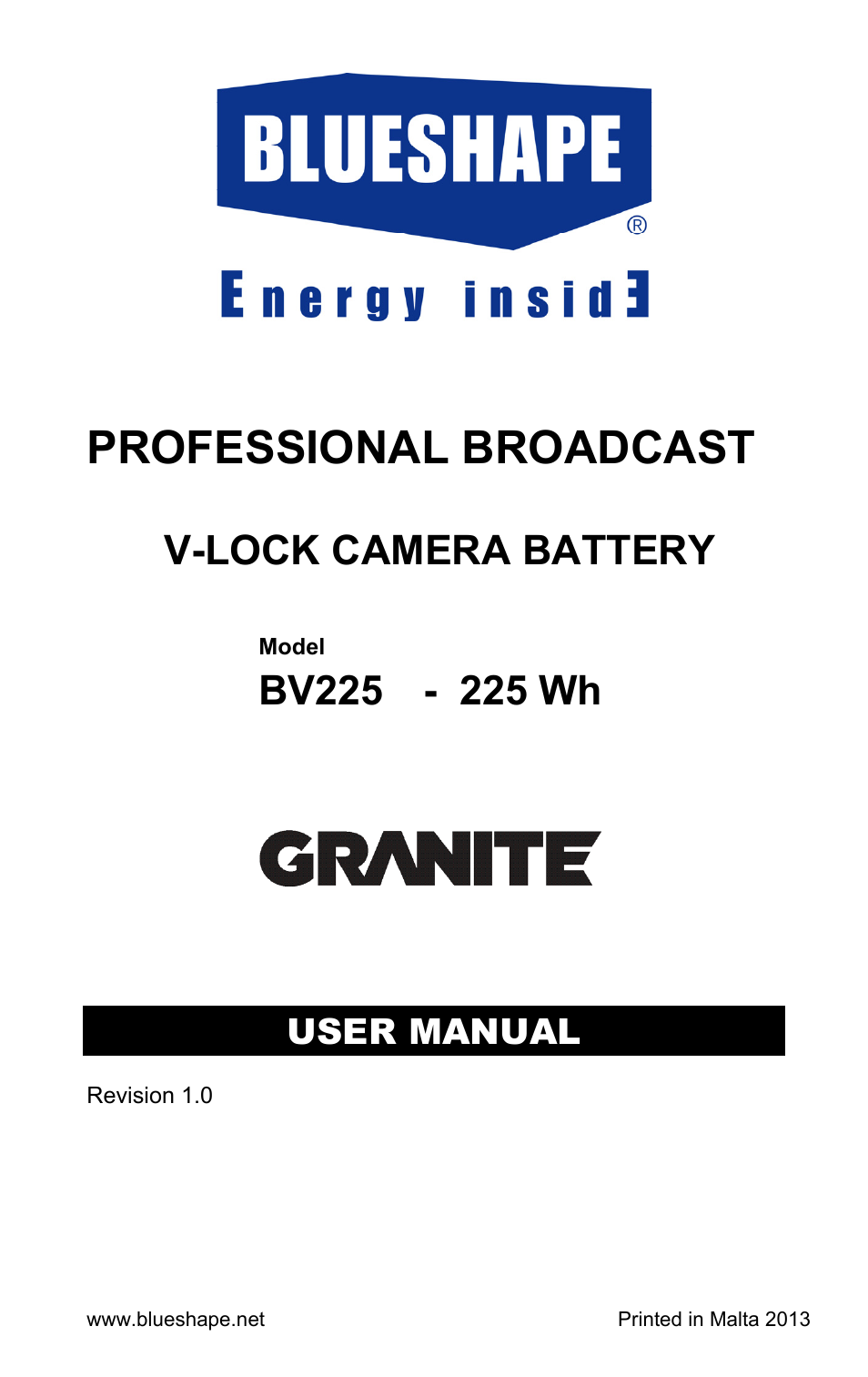 BLUESHAPE BV225 User Manual | 8 pages