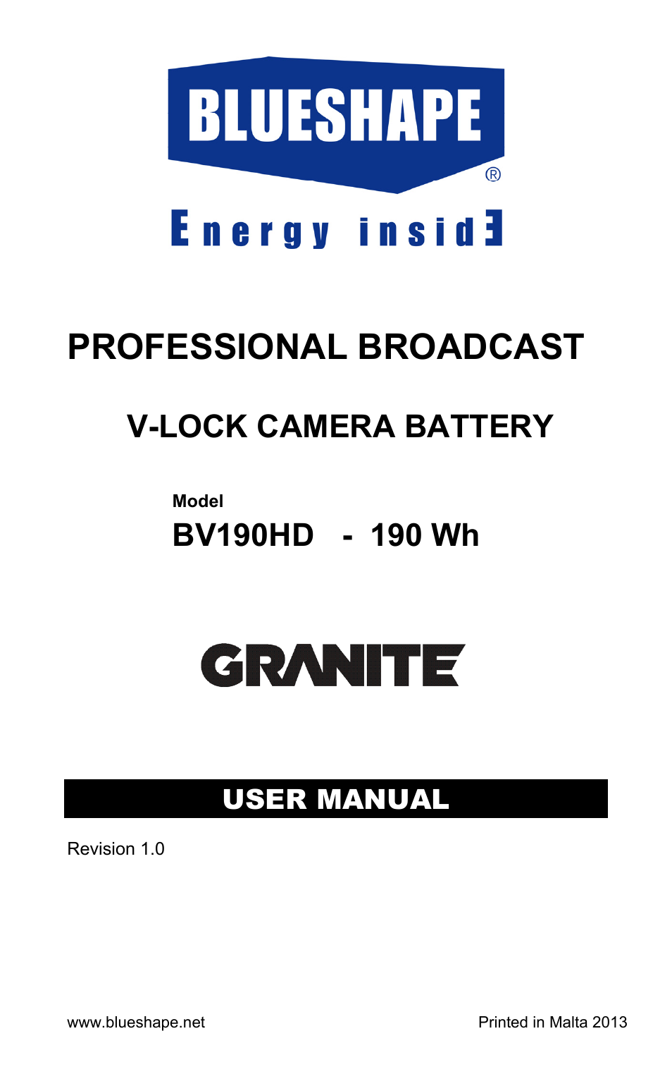BLUESHAPE BV190HD User Manual | 8 pages