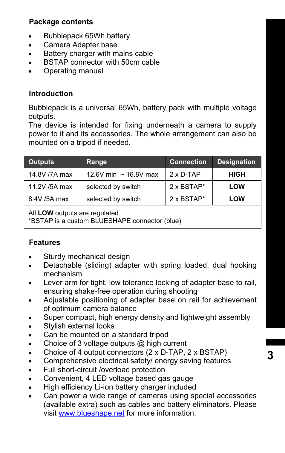 BLUESHAPE BUBBLEPACK User Manual | Page 3 / 11