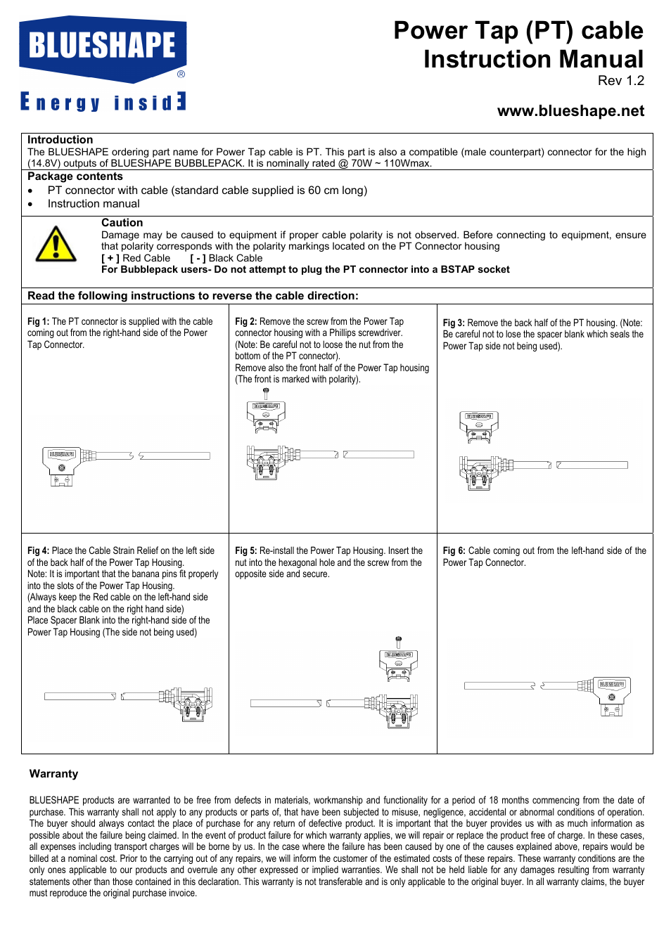 BLUESHAPE PT User Manual | 1 page