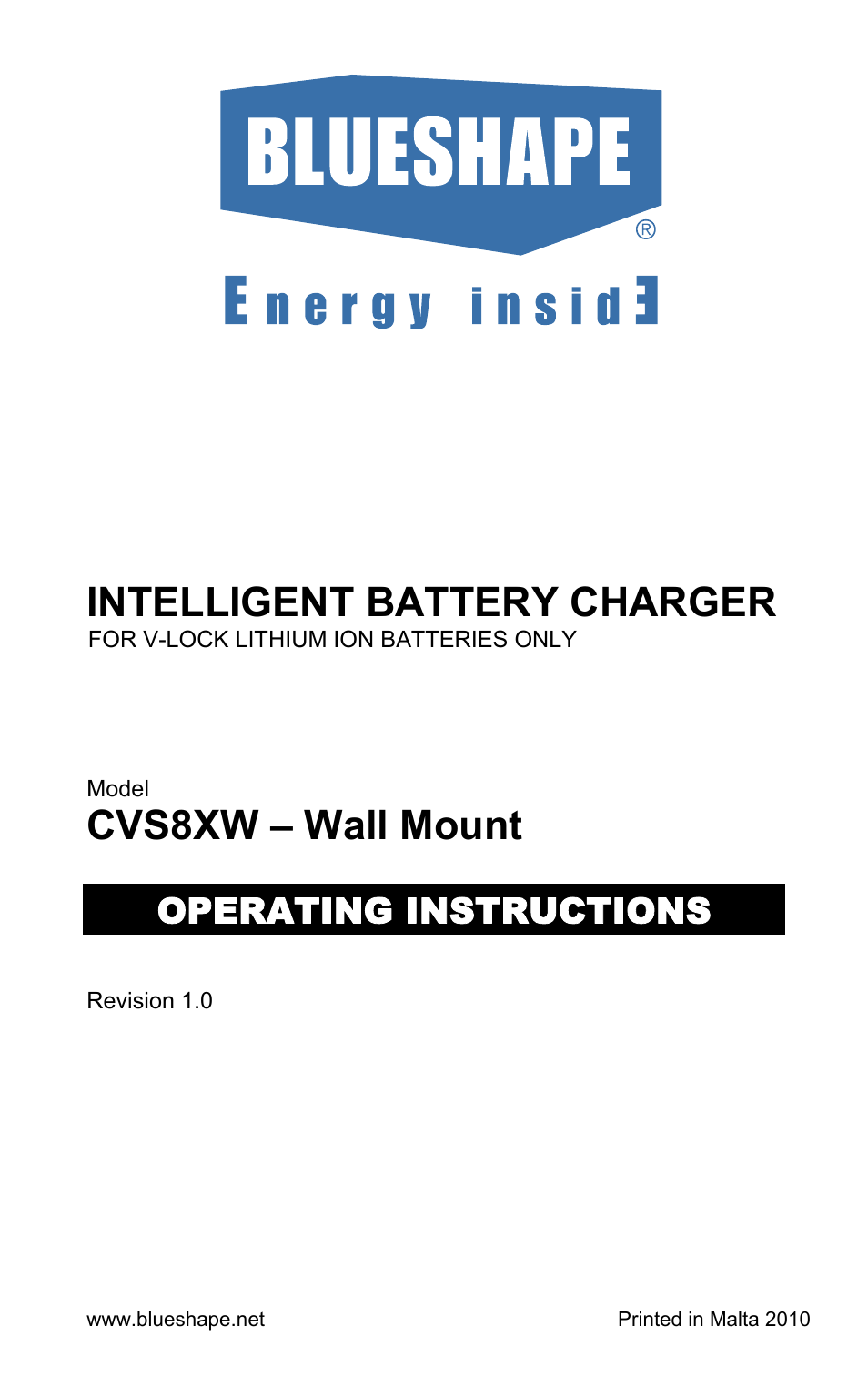 BLUESHAPE CVS8XW User Manual | 20 pages